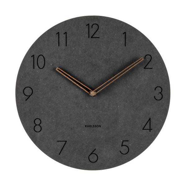 Czarny drewniany zegar ścienny Karlsson Dura, ⌀ 29 cm