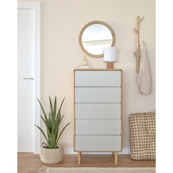 Szaro-naturalna komoda w dekorze jesionu 60x117x42 cm Anielle – Kave Home-image-1