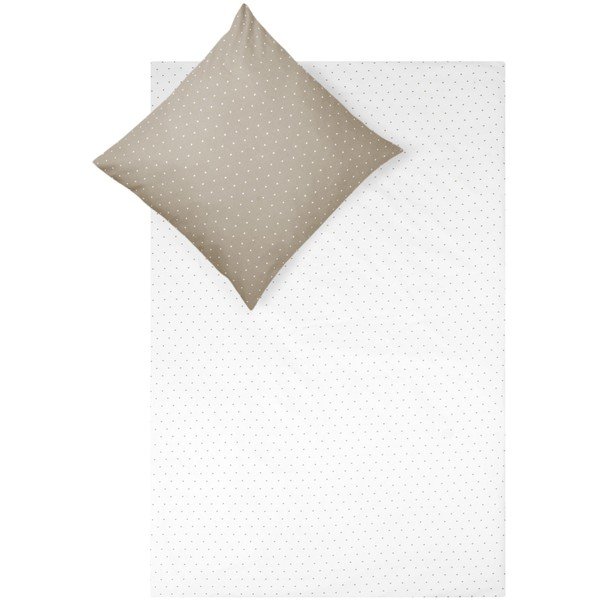 Biało-brązowa flanelowa pościel jednoosobowa Fovere Betty, 155x220 cm-image-2