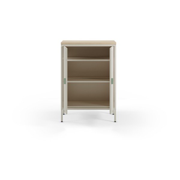 Kremowa/w naturalnym kolorze metalowa szafka 70x100x40 cm Sayla – Marckeric-image-2