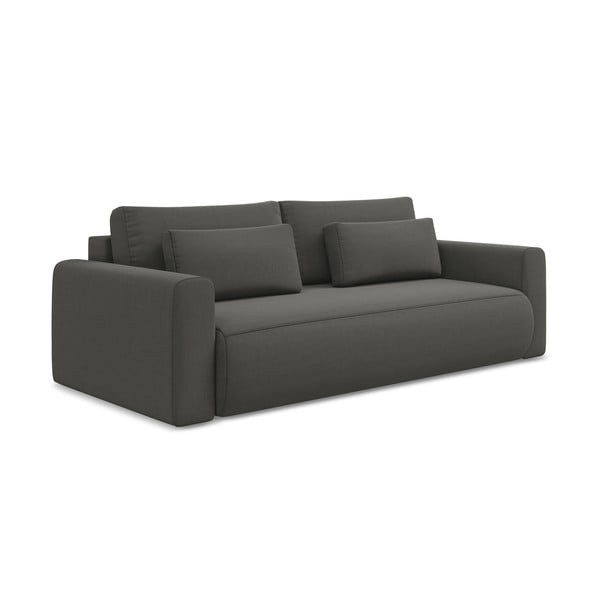 Ciemnoszara aksamitna rozkładana/ze schowkiem sofa 238 cm Kapua – Makamii-image-1