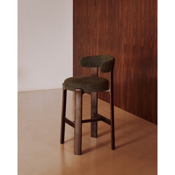 Hoker w kolorze zielono-ciemnonaturalnym z litego drewna jesionowego (wysokość siedziska 75 cm) Granite – Kave Home-image-1