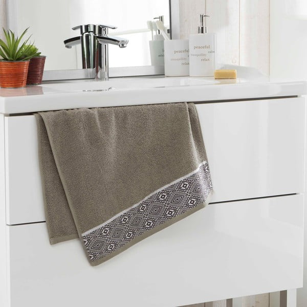 Bawełniany ręcznik frotte w kolorze khaki 50x90 cm Esteban – douceur d'intérieur-image-1