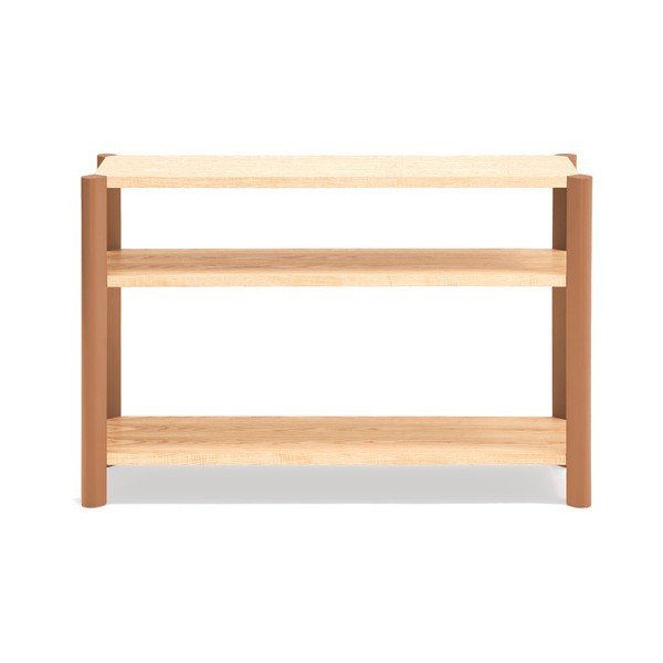 Ceglasty/w jasnym naturalnym kolorze regał w dekorze dębu 126x84x43 cm Bona – Teulat