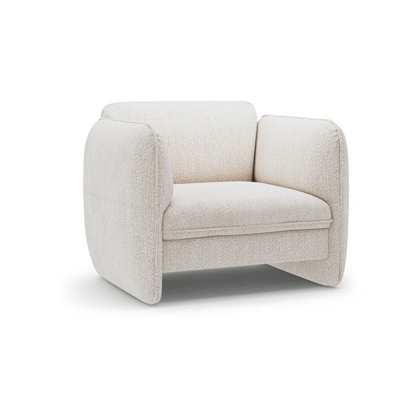 Kremowy fotel z tkaniny szenilowej Georgia – Micadoni 