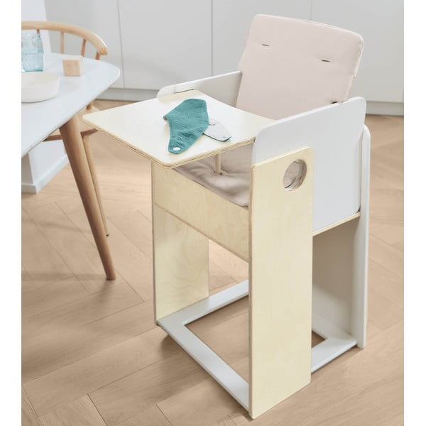 Biało-naturalne krzesełko do karmienia Nuun – Kave Home-image-1