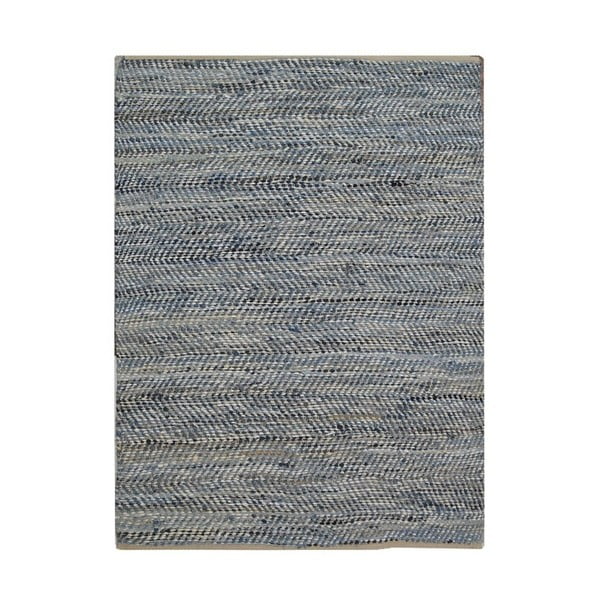 Niebiesko-kremowy dywan bawełniany ze skórą bydlęcą The Rug Republic Atlas, 230x160 cm