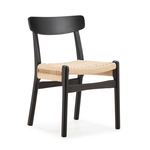 Czarne krzesła zestaw 2 szt. z litego drewna kauczukowego Biel – MOME