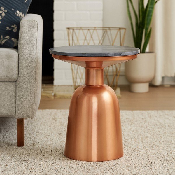 Okrągły stolik z marmurowym blatem ø 48 cm Amira – Premier Housewares-image-2