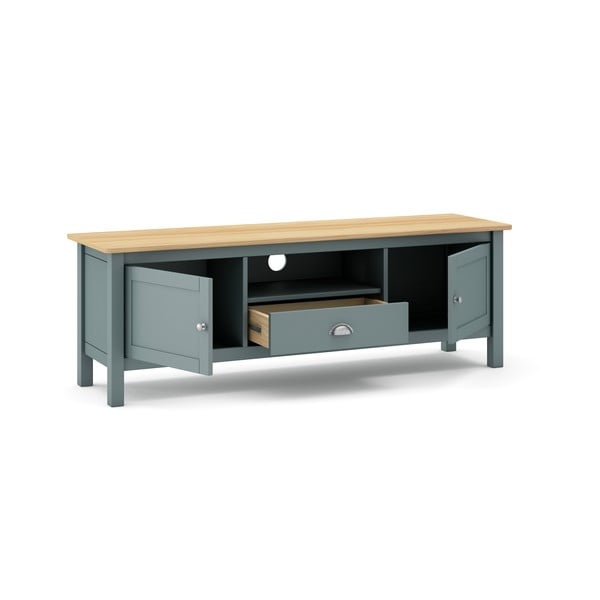 Szarozielona szafka pod TV z litego drewna sosnowego 158x53x40 cm Misti – Marckeric-image-4