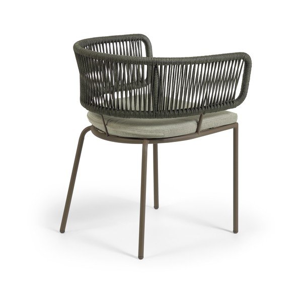 Krzesło ogrodowe ze stalową konstrukcją i zieloną plecionką Kave Home Nadin-image-3