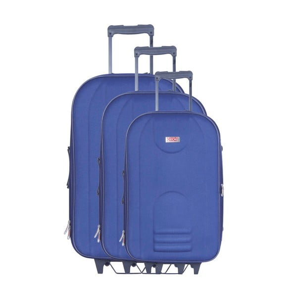 Zestaw 3 niebieskich walizek na kółkach Hero Airplane