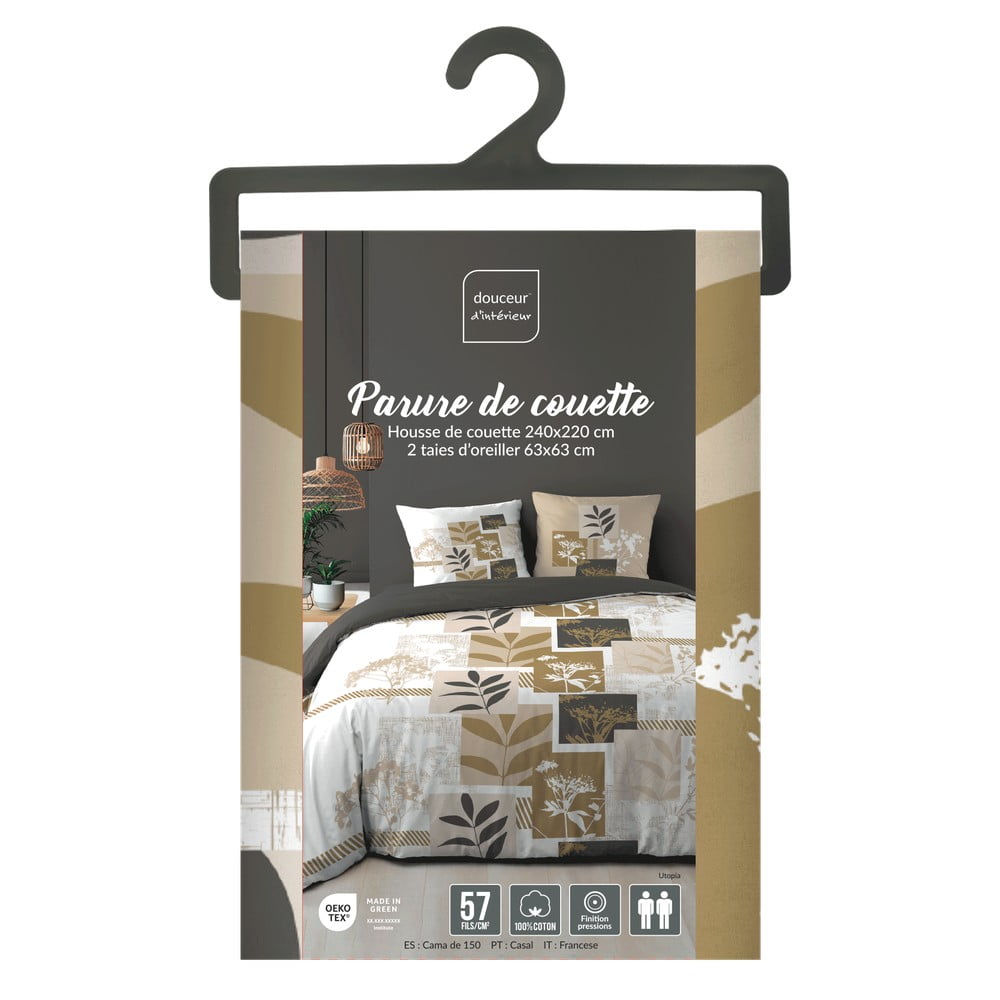Biało-brązowa bawełniana pościel dwuosobowa 240x220 cm Utopia – douceur d'intérieur (zdjęcie 7)