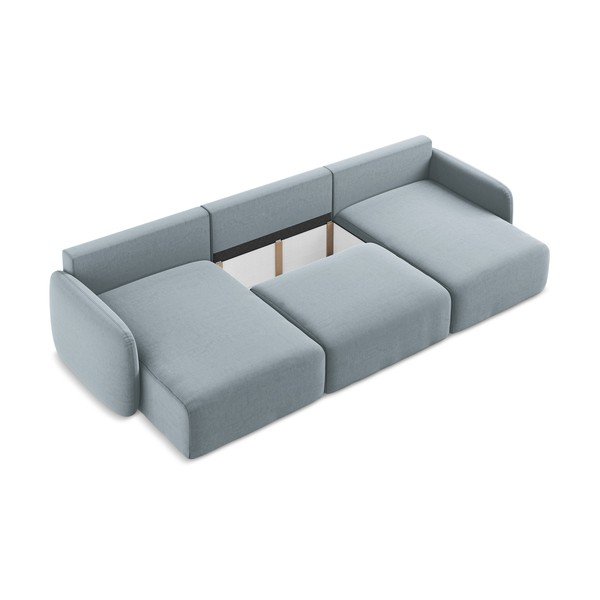 Niebieski aksamitny rozkładany/ze schowkiem narożnik (w kształcie litery U) Kalena – Makamii-image-4