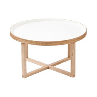 Okrągły stolik z białym blatem z drewna dębowego Wireworks Round