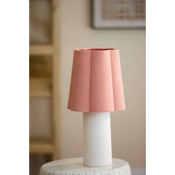 Łososiowa/kremowa lampa stołowa z tekstylnym kloszem (wysokość 50 cm) Musaby – Light & Living-image-2