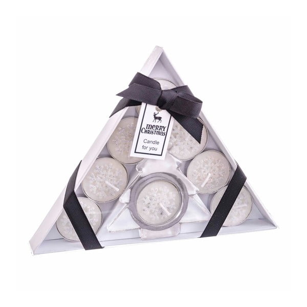 Zestaw świeczek i świecznika 8 szt. ze świątecznym motywem – Casa Selección