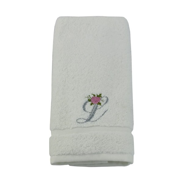 Ręcznik z inicjałem i różyczką L, 30x50 cm
