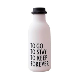 Biała butelka na wodę Design Letters Forever, 500 ml