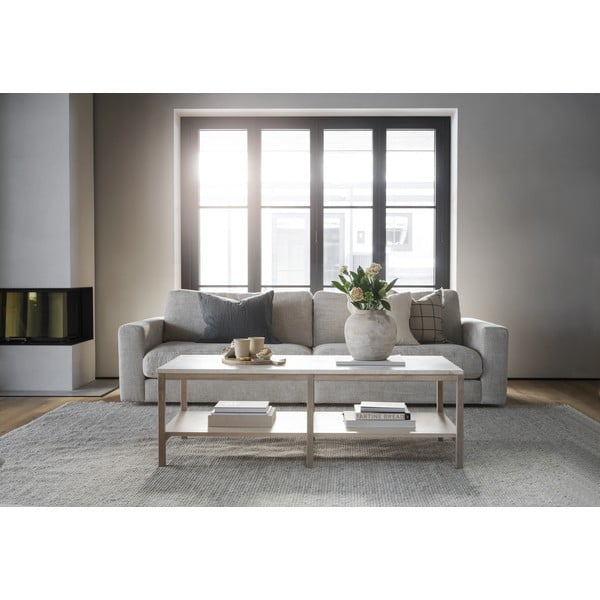 Brązowo-beżowy stolik z kamiennym blatem 140x60 cm Orwel – Rowico-image-1