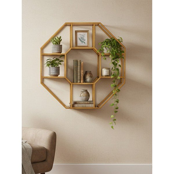 Wielopoziomowa metalowa półka w naturalnym kolorze 92 cm Zariah – Premier Housewares-image-1