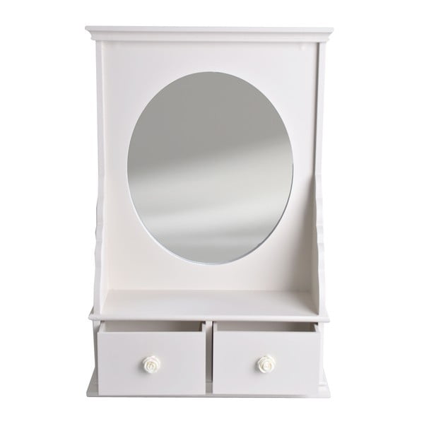 Białé lustro z szufladami Ewax Dressing, 34x50 cm