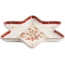 Czerwono-biała porcelanowa miska do serwowania w kształcie gwiazdy Villeroy & Boch Gingerbread Village, 37,2x32,5 cm