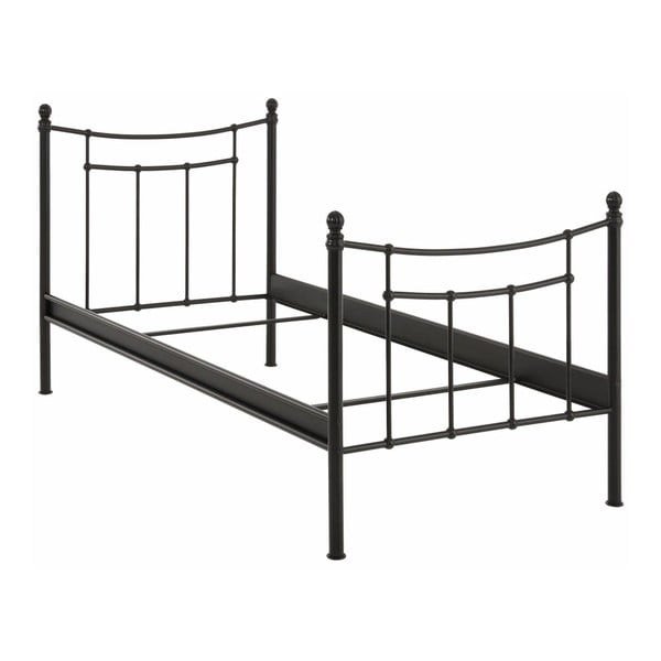 Czarne łóżko jednoosobowe Støraa Victor, 90x200 cm