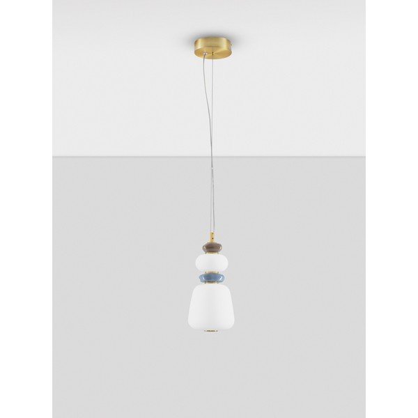 Biała/w kolorze złota metalowa lampa wisząca LED ze ściemniaczem z porcelanowym kloszem/ze szklanym kloszem ø 17 cm Palo – Nova Luce-image-3