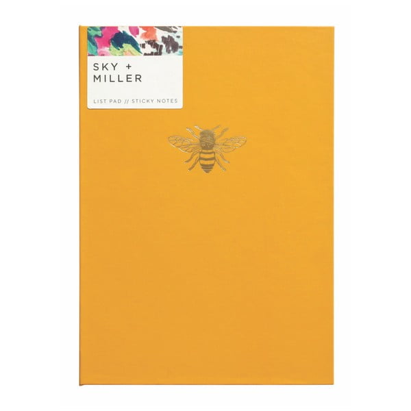 Żółty notes z zestawem karteczek samoprzylepnych Portico Designs Bee, 60 stron