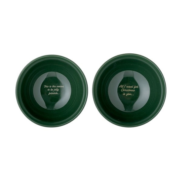 Biało-zielone kamionkowe miski ze świątecznym motywem zestaw 2 szt. 500 ml Grazia – Bloomingville-image-2