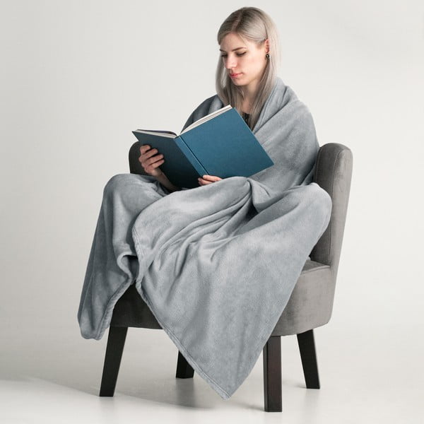 Jasnoszary koc z mikrowłókna DecoKing Mic, 160x210 cm-image-1