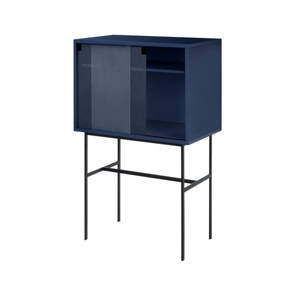 Ciemnoniebieska witryna z drzwiami przesuwnymi 70x109x40 cm Lekko – noo.ma