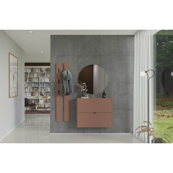 Brązowa uchylna/wisząca szafka na buty w dekorze dębu 100x83x18 cm Ameca – Germania-image-1