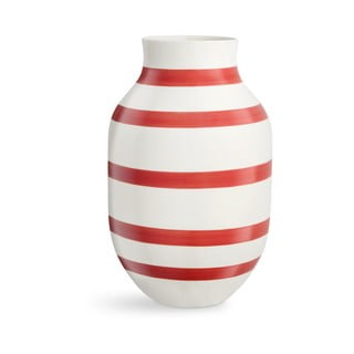 Biało-czerwony ceramiczny wazon w paski Kähler Design Omaggio, wys. 31 cm