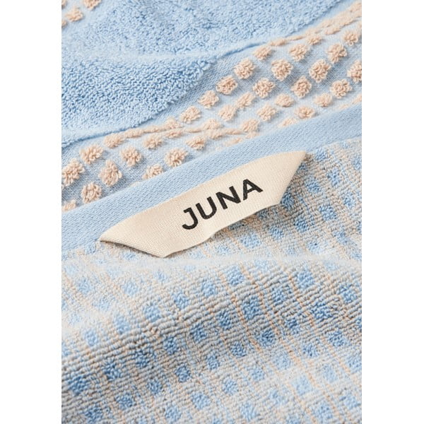 Jasnoniebiesko-beżowy ręcznik z bawełny organicznej 50x100 cm Check – JUNA-image-1