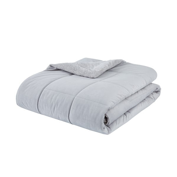 Jasnoszara narzuta pikowana z mikropluszu na łóżko dwuosobowe 200x220 cm Cosy Cord – Catherine Lansfield