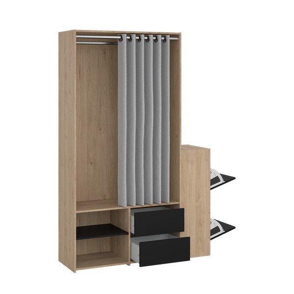 Czarno-naturalny zestaw do przedpokoju w dekorze dębu Kit – Tvilum-image-3