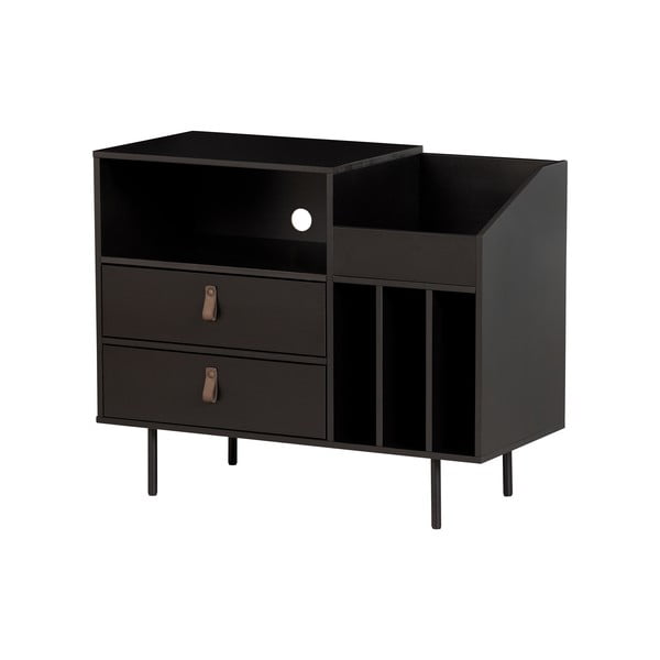 Czarna szafka na gramofon i płyty z drewna sosnowego 90x73 cm Jackson – WOOOD-image-1