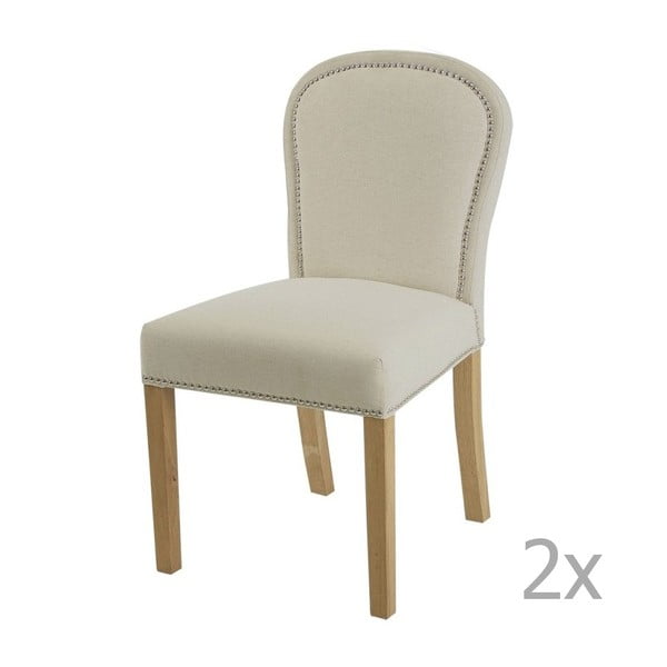 Zestaw 2 kremowych krzeseł z naturalnymi nogami Artelore Lauren
