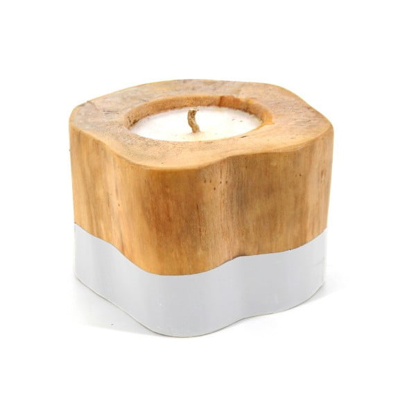 Biała świeczka z drewna tekowego Moycor Masella