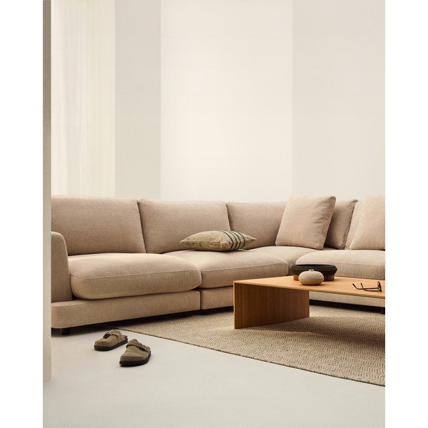 Beżowy narożnik z tkaniny szenilowej Gala – Kave Home-image-3