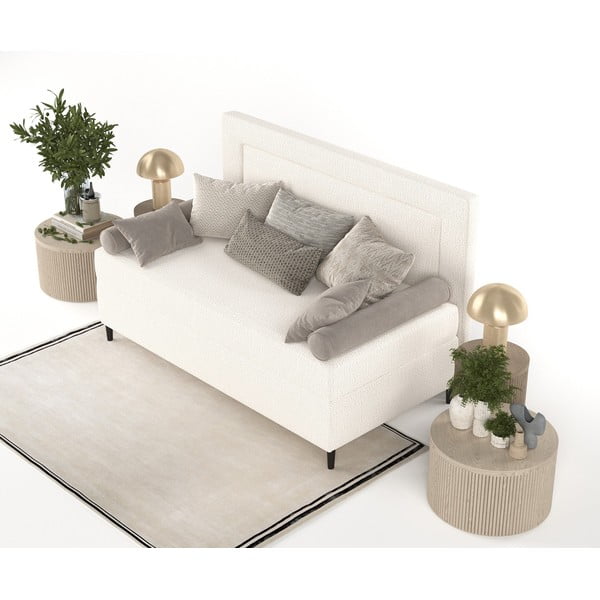 Kremowe tapicerowane łóżko jednoosobowe 100x200 cm Alba – Maison de Rêve-image-4