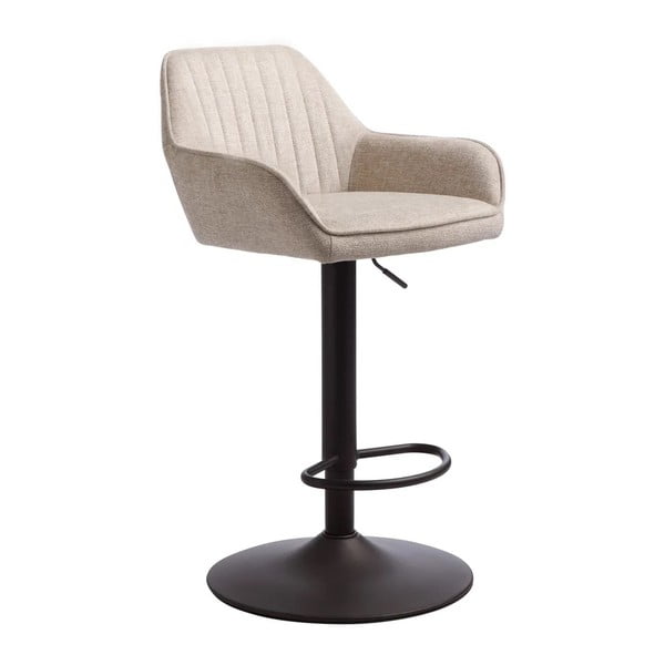 Beżowy tapicerowany hoker z regulowaną wysokością/z podłokietnikami (wysokość siedziska 65 cm) Nolan – Unique Furniture