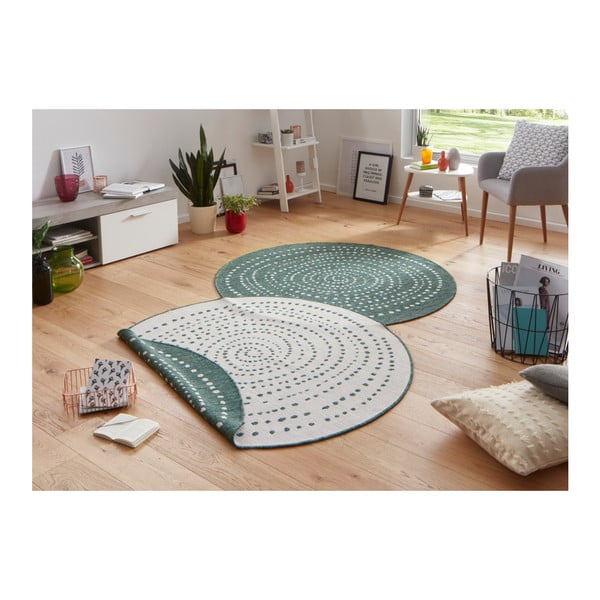 Zielony dwustronny dywan zewnętrzny NORTHRUGS Bali, Ø 140 cm-image-1