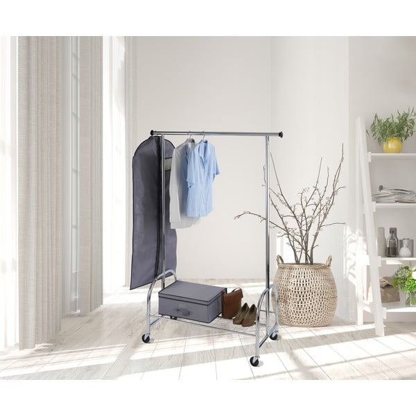 Metalowy stojak na ubrania na kółkach w kolorze srebra Profi – Wenko-image-1