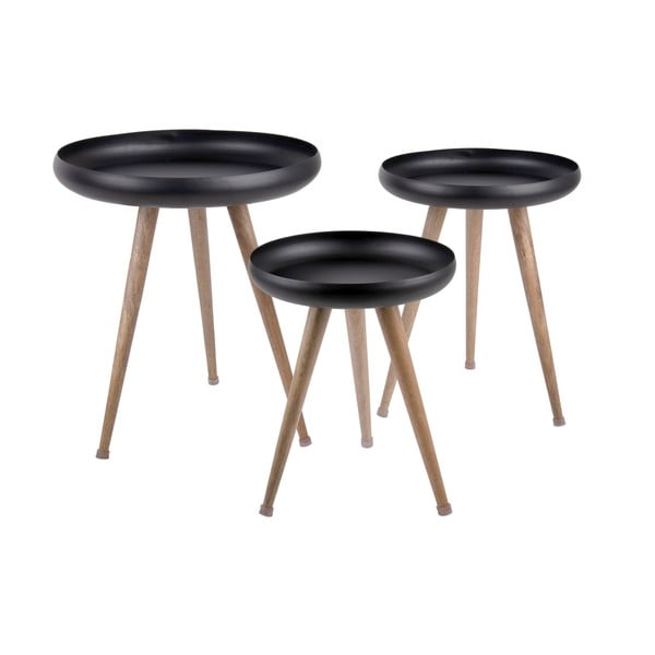 Metalowe okrągłe stoliki zestaw 3 szt. Tripod – Leitmotiv