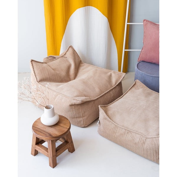 Jasnobrązowy sztruksowy dziecięcy worek do siedzenia Square – Wigiwama-image-4