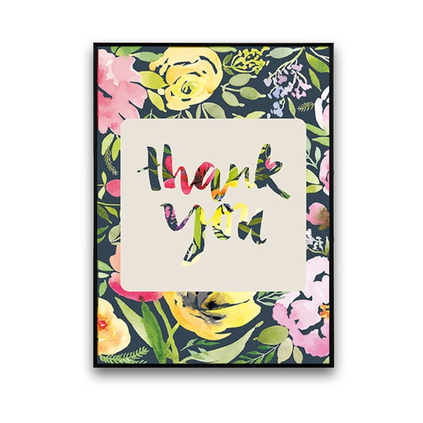 Plakat z kwiatami Thank You, kolorowe tło, 30 x 40 cm