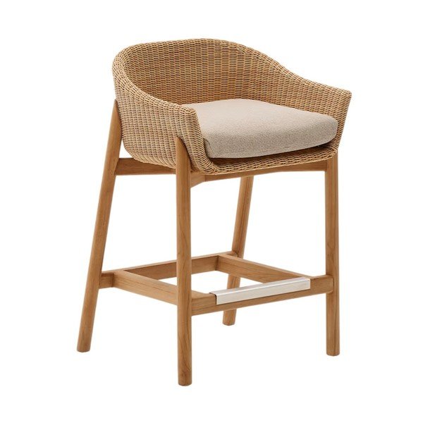 Tapicerowany/rattanowy hoker ogrodowy w naturalnym kolorze Galea – Kave Home